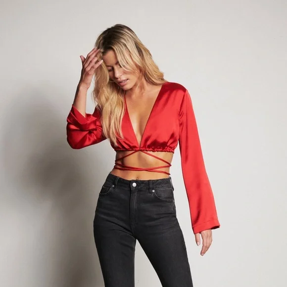 Dynamite Callie Wrap Satin Blouse - Picture 2 of 3